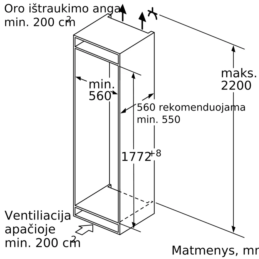 Įmontuojamas šaldytuvas BOSCH